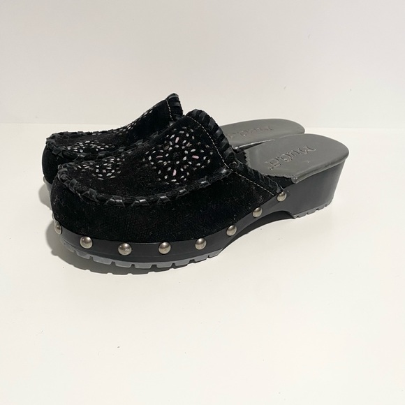 MUDD Vintage Y2K 90s Rosey Black Mule Clog Platform Chunky Slide Studded Shoe - Picture 5 of 11